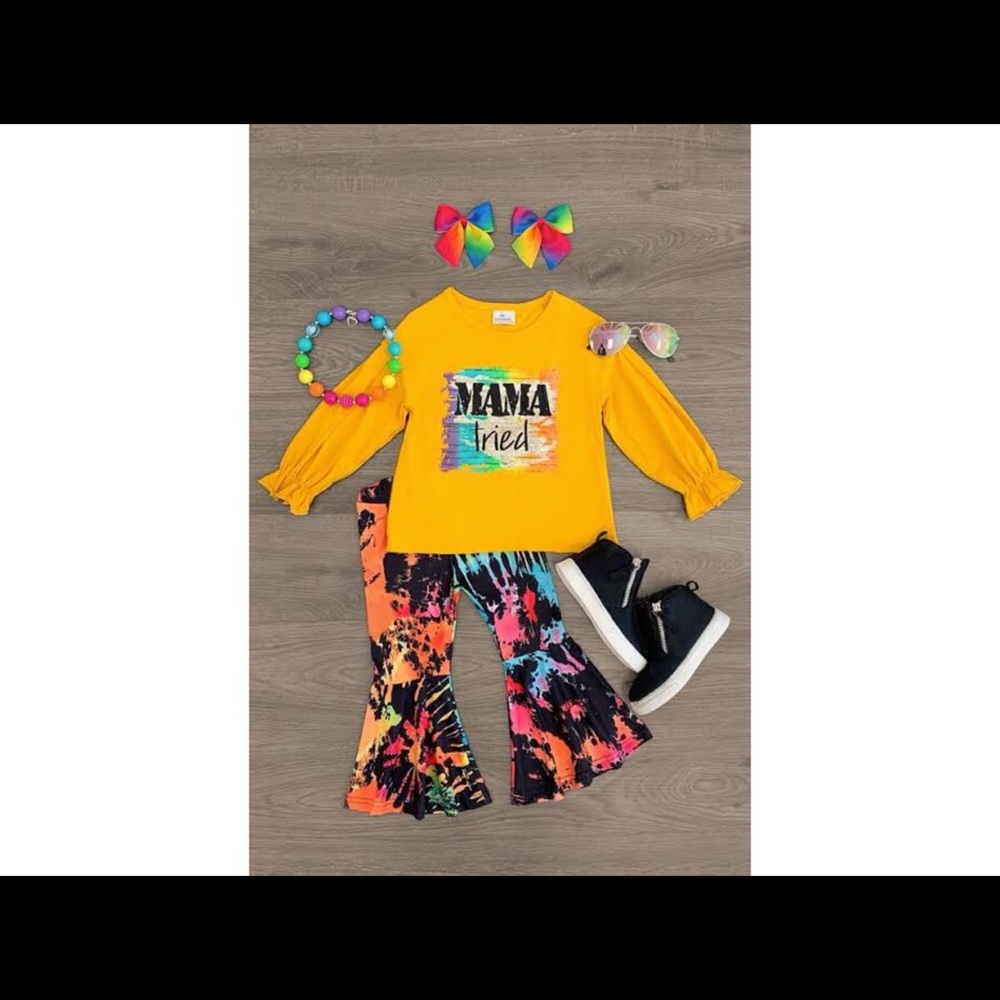 NWT "Mama Tried" Paint Splatter Bell Bottom Set